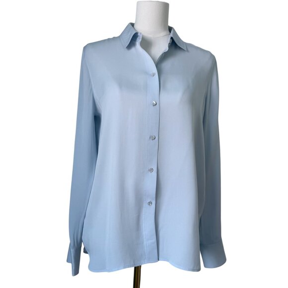 VINCE | Silk Light Blue Button-Front Shirt Sz M - Picture 1 of 7